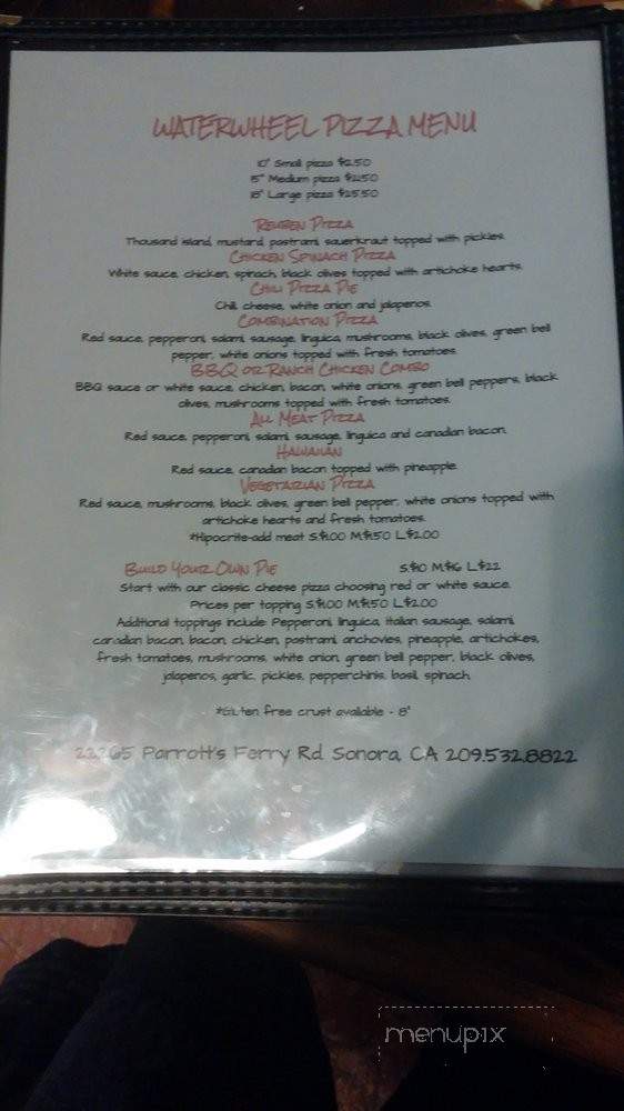 /251031494/Waterwheel-Pizza-and-Saloon-Menu-Sonora-CA - Sonora, CA