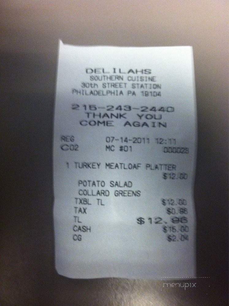 Delilah's Southern Cafe - Philadelphia, PA menu_pic