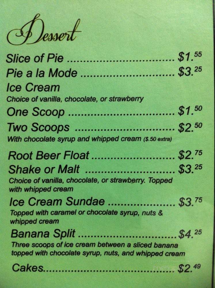 Berne Dining Family Restaurant - Berne, IN menu_pic