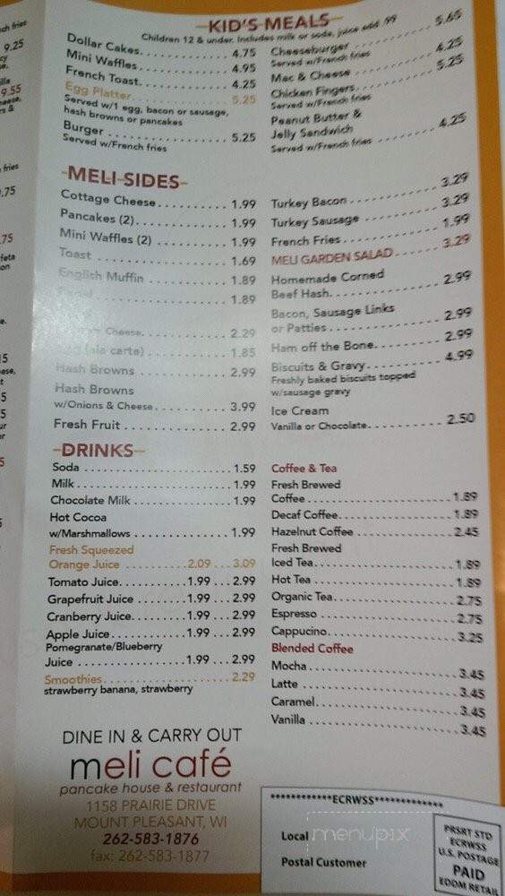 Meli Cafe Pancake House & Restaurant - Racine, WI menu_pic