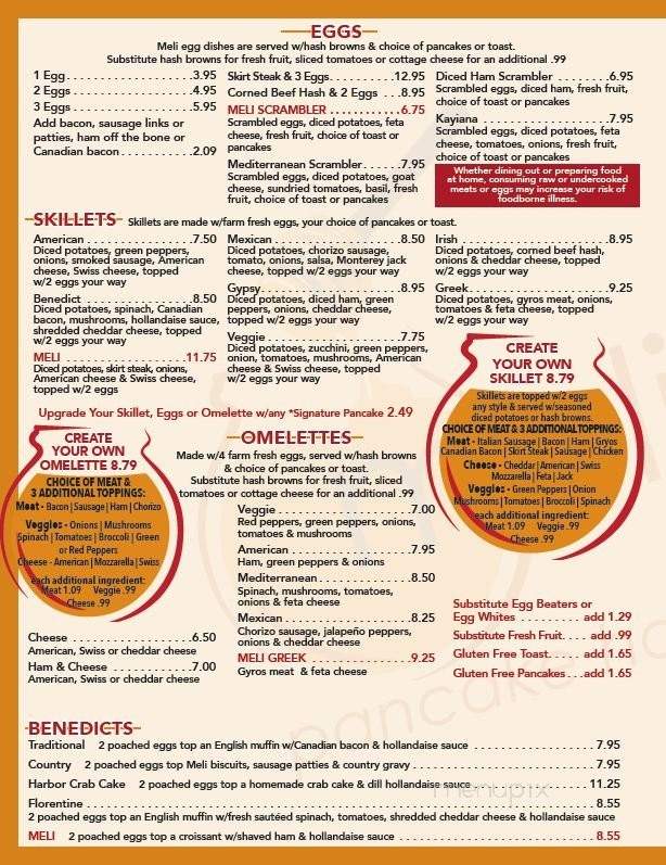 Meli Cafe Pancake House & Restaurant - Racine, WI menu_pic