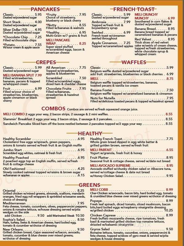 Meli Cafe Pancake House & Restaurant - Racine, WI menu_pic