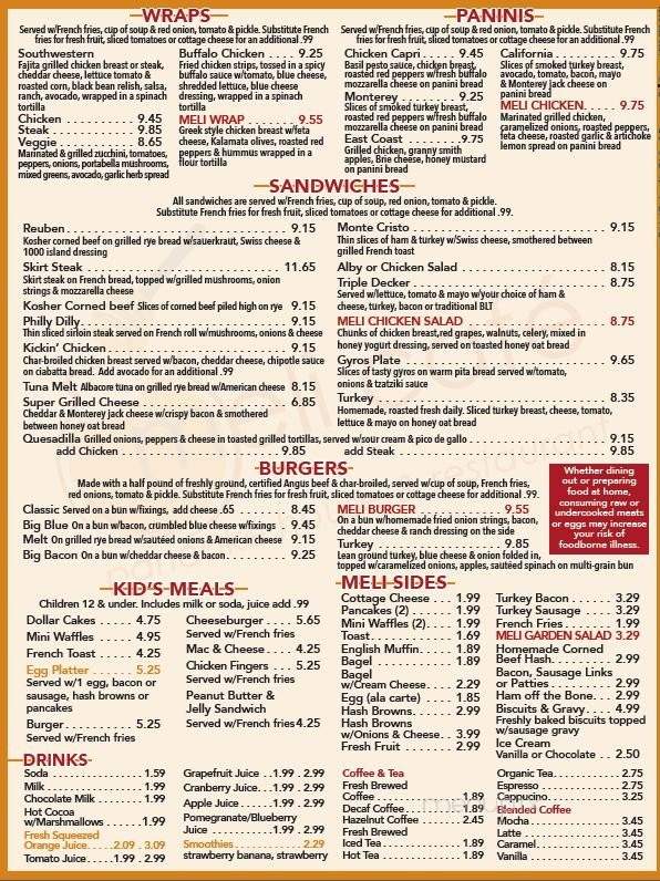Meli Cafe Pancake House & Restaurant - Racine, WI menu_pic