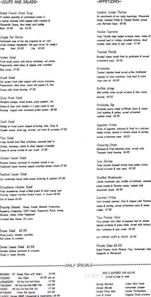Calabria Restaurant - Elkhorn, WI menu_pic