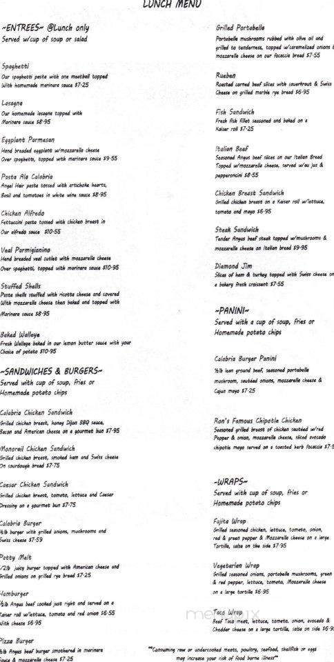 Calabria Restaurant - Elkhorn, WI menu_pic