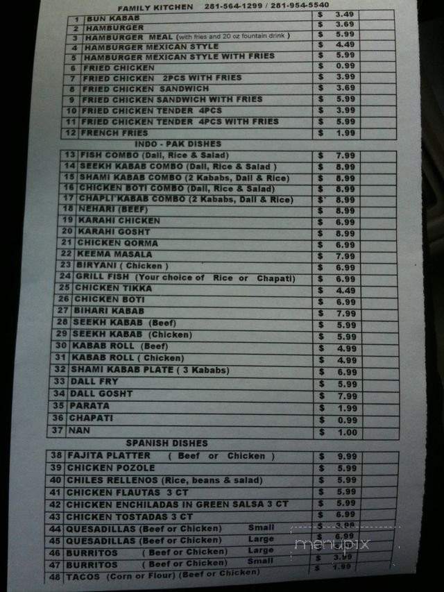 Family Kitchen - Sugar Land, TX menu_pic