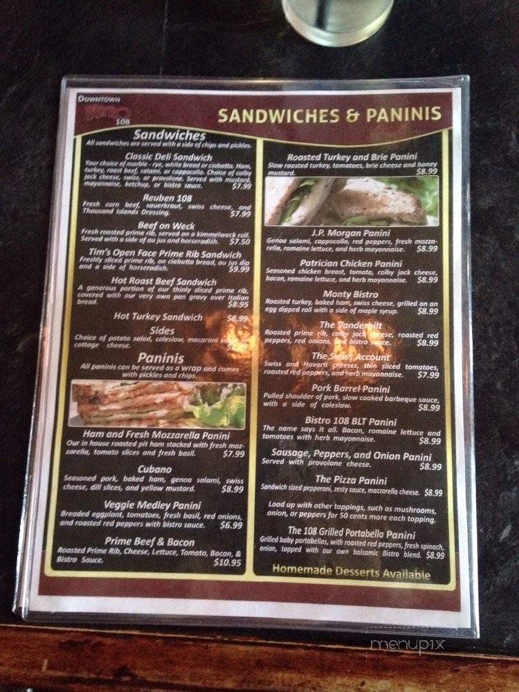 Bistro 108 - Watertown, NY menu_pic