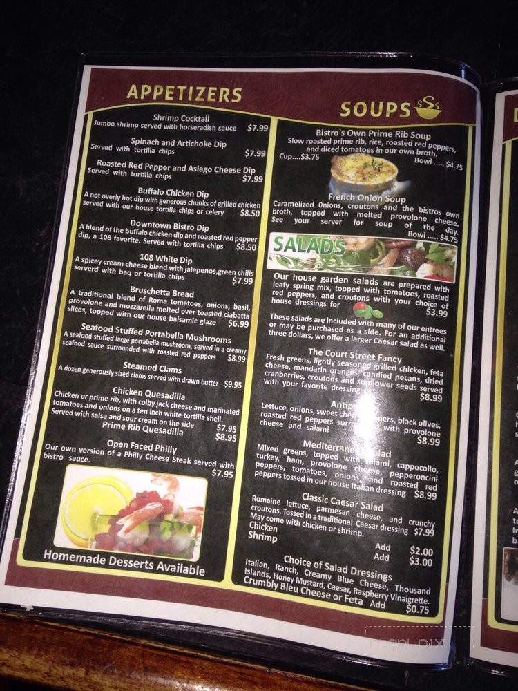 Bistro 108 - Watertown, NY menu_pic