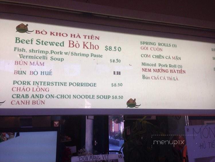 Bo Kho Ha Tien - San Jose, CA menu_pic