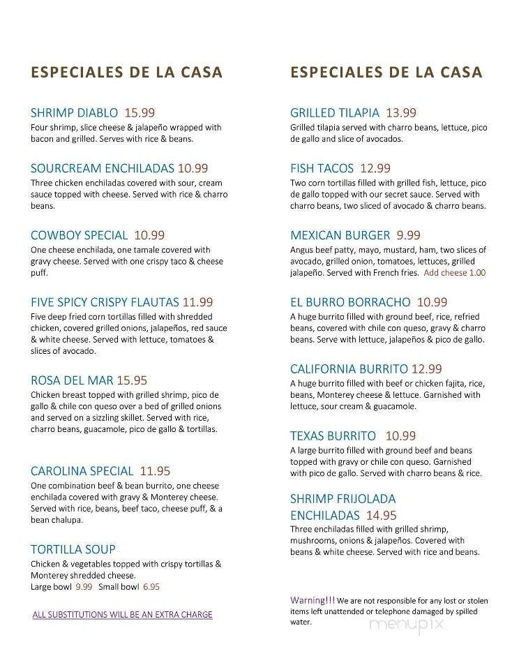 Las Rosa's Mexican Restaurant - Port Neches, TX menu_pic