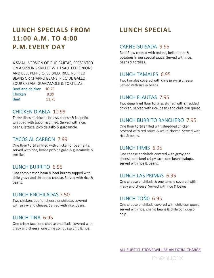 Las Rosa's Mexican Restaurant - Port Neches, TX menu_pic