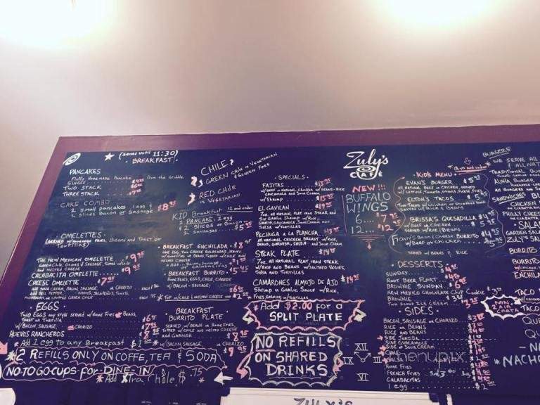 Zuly's Cafe - Dixon, NM menu_pic