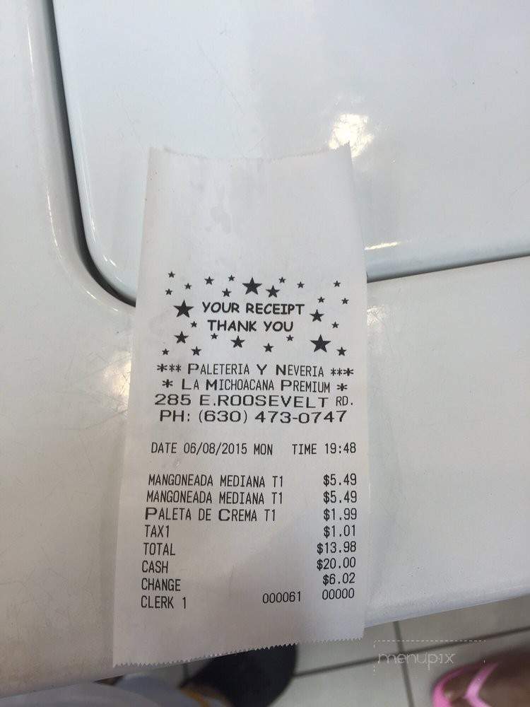 La Michoacana Ice Cream - West Chicago, IL menu_pic