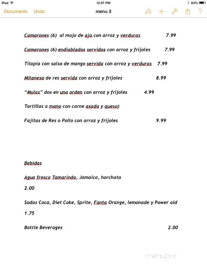 Marco's Mexican Cuisine - Arvin, CA menu_pic
