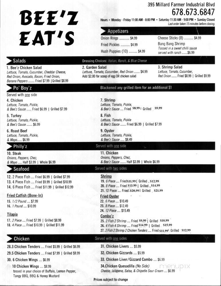 Bee'z Eats - Newnan, GA menu_pic