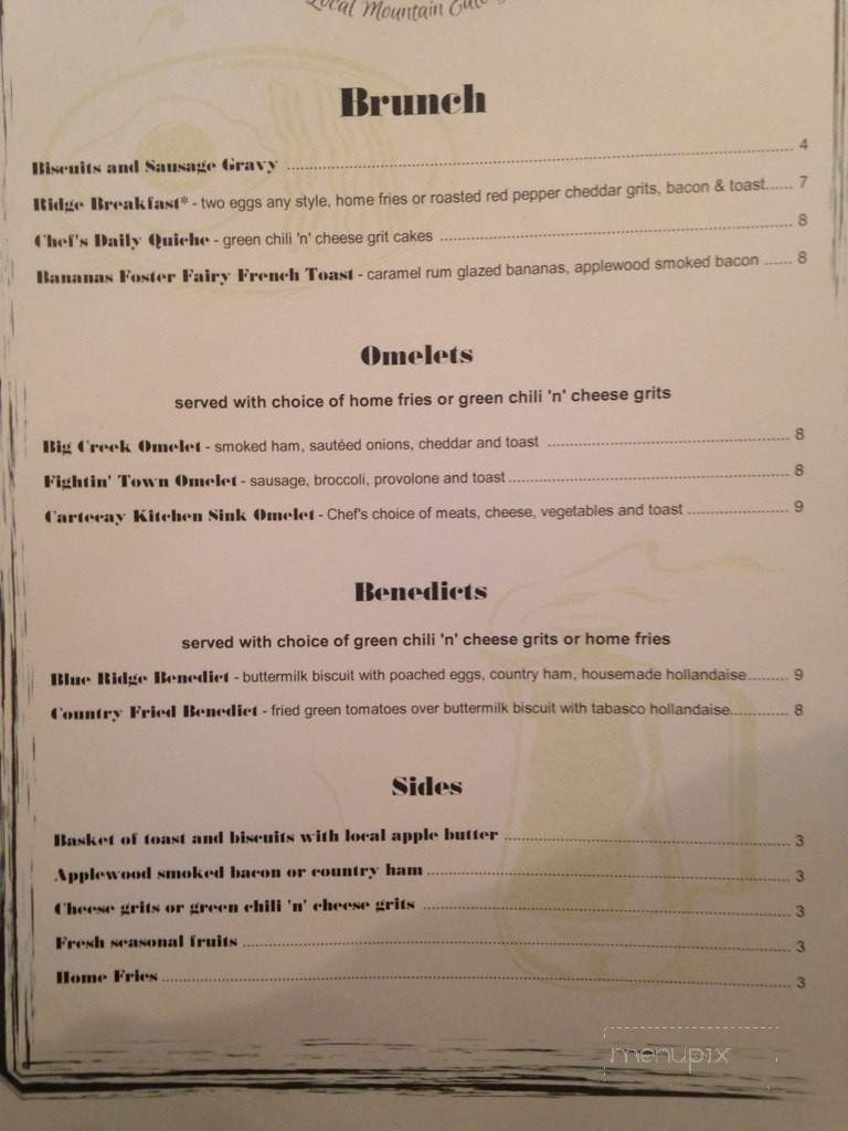Cider Ridge - Ellijay, GA menu_pic