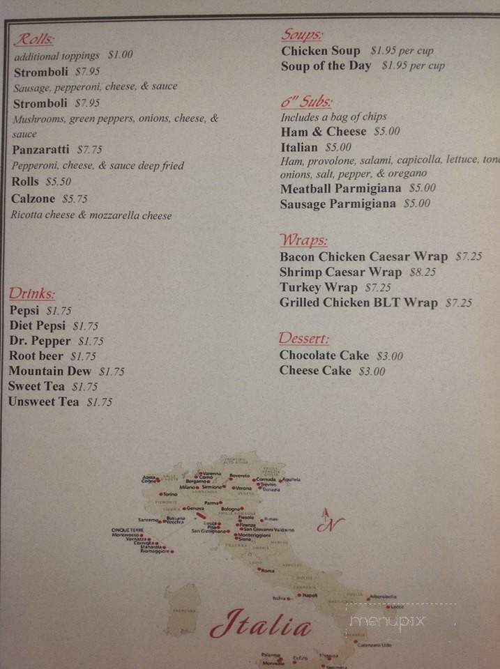 Taste Of Napoli - Blairsville, GA menu_pic