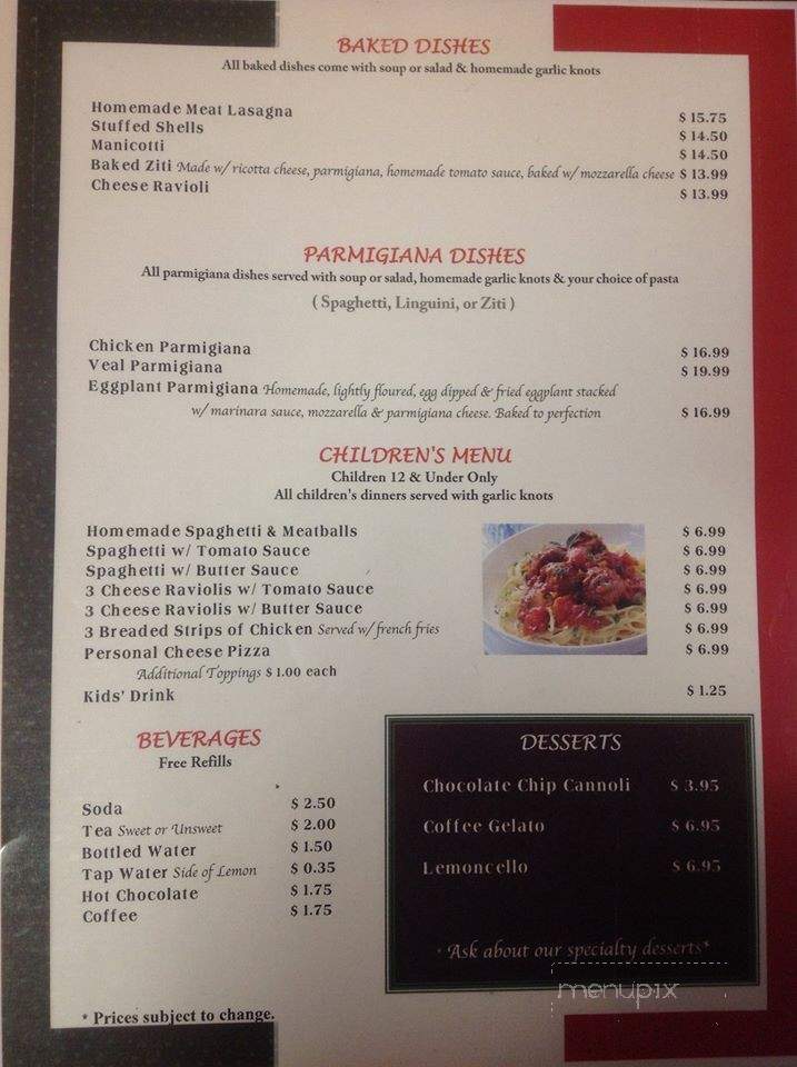 Taste Of Napoli - Blairsville, GA menu_pic