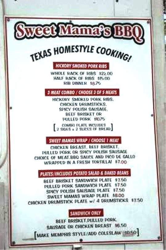 Sweet Mama's BBQ - Denver, CO menu_pic