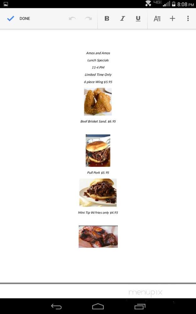 Amos & Amos BBQ - Minneapolis, MN menu_pic