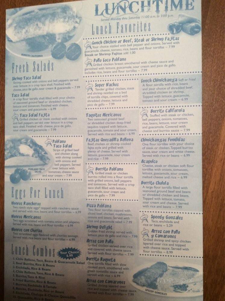 El Rancho Poblano - Yorktown, IN menu_pic