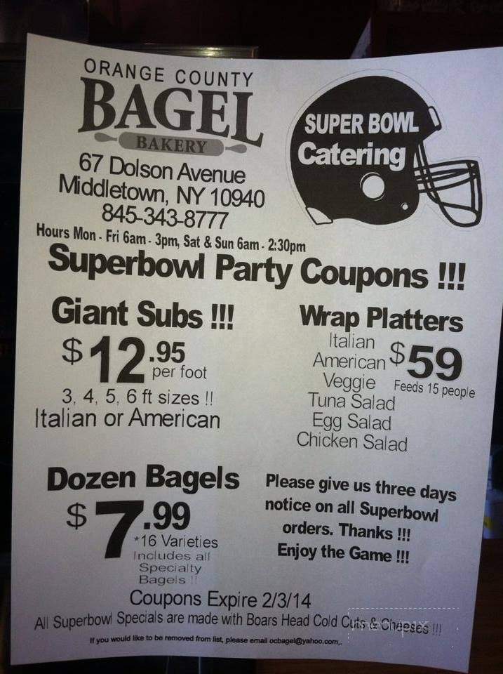 Orange County Bagel Bakery - Goshen, NY menu_pic