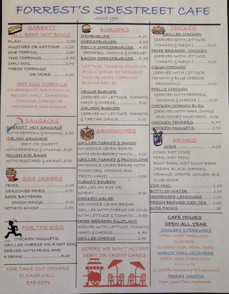 Forrest's Side Street Cafe - Pawling, NY menu_pic