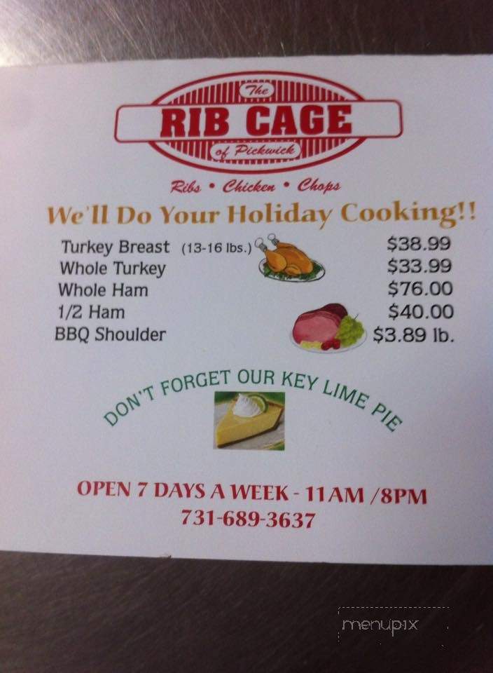 Rib Cage - Counce, TN menu_pic
