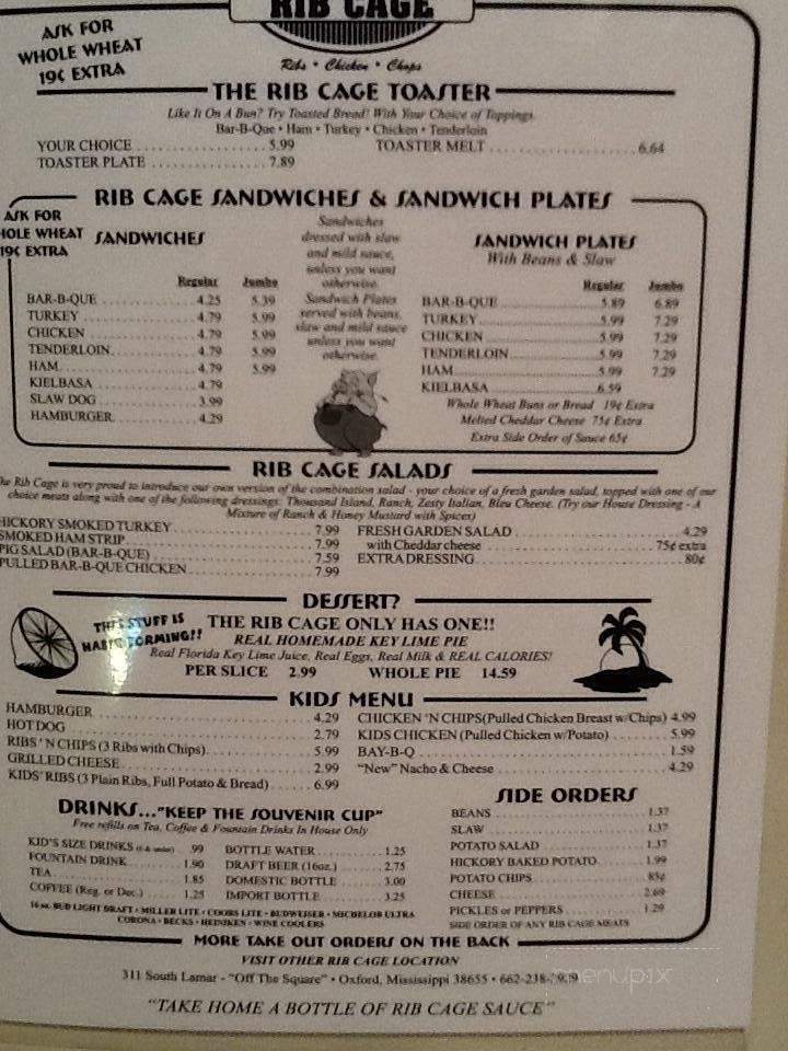 Rib Cage - Counce, TN menu_pic