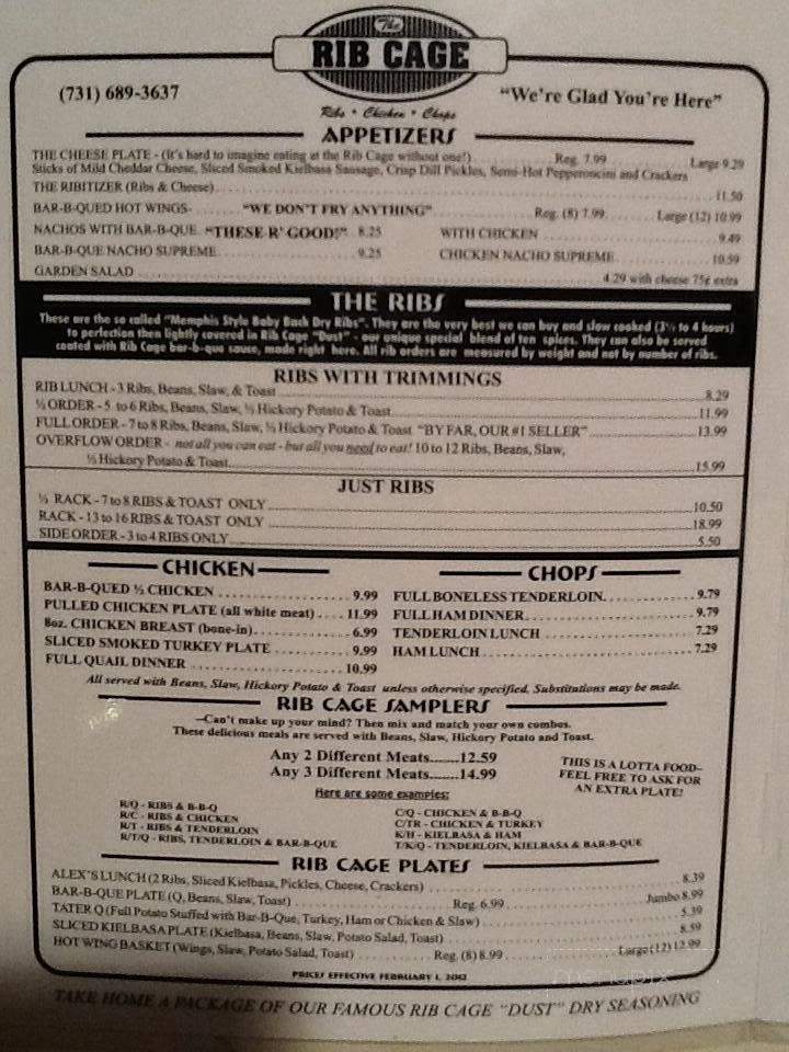 Rib Cage - Counce, TN menu_pic