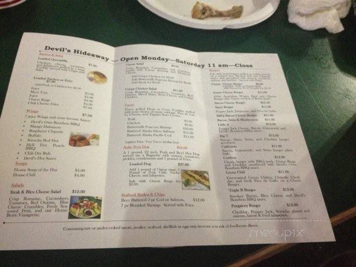 Devils Hideaway - Juneau, AK menu_pic