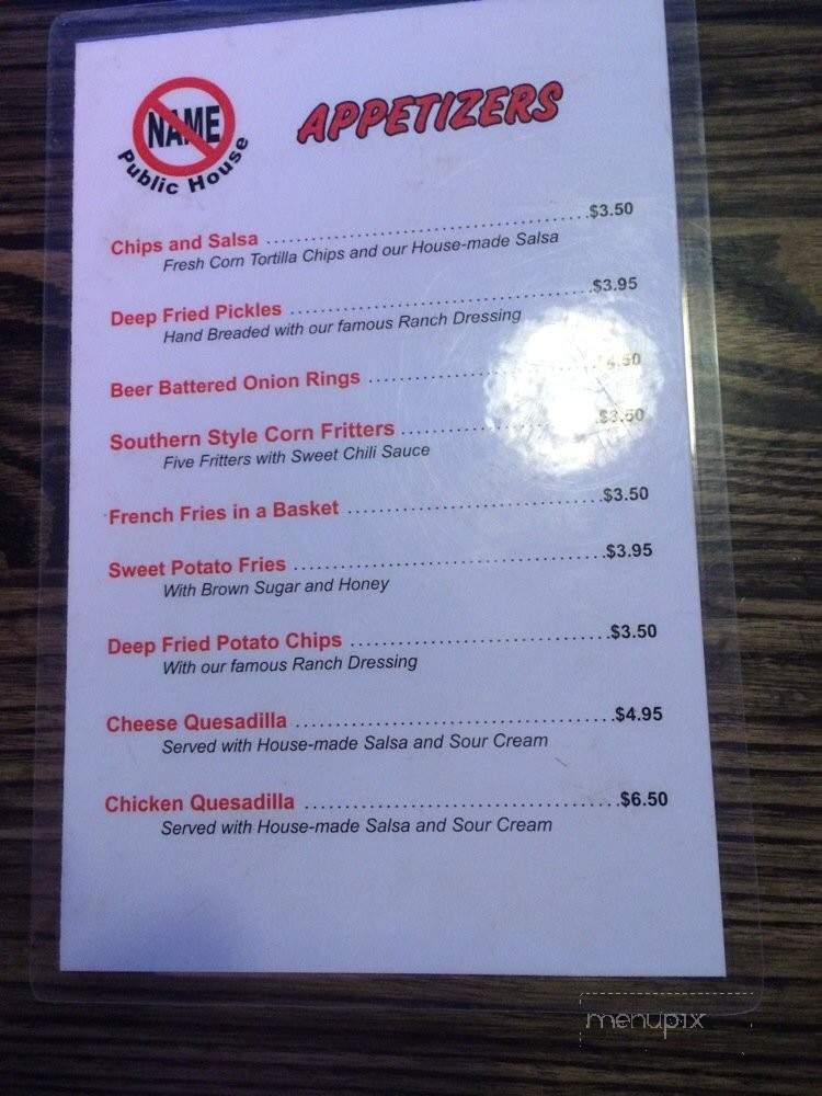 No Name Public House - Lake Havasu City, AZ menu_pic