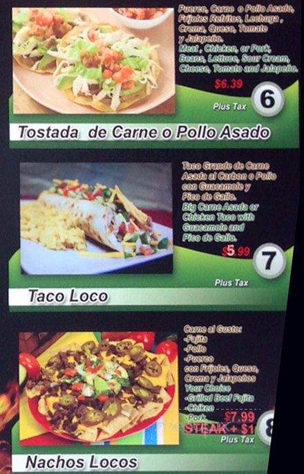 El Pollito Loco - Dallas, TX menu_pic
