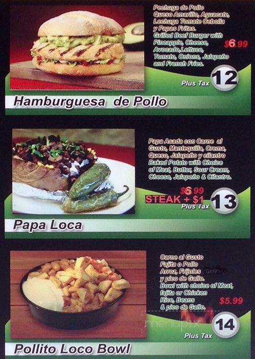 El Pollito Loco - Dallas, TX menu_pic