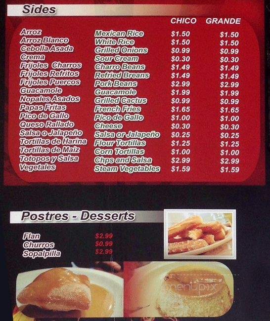 El Pollito Loco - Dallas, TX menu_pic