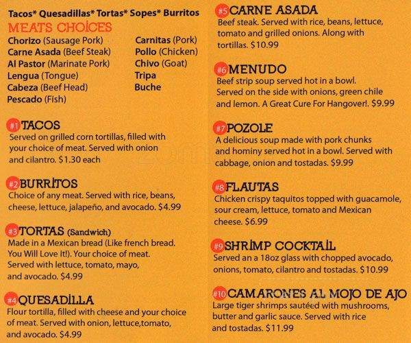 Taqueria El Taco Maestro - Kent, WA menu_pic