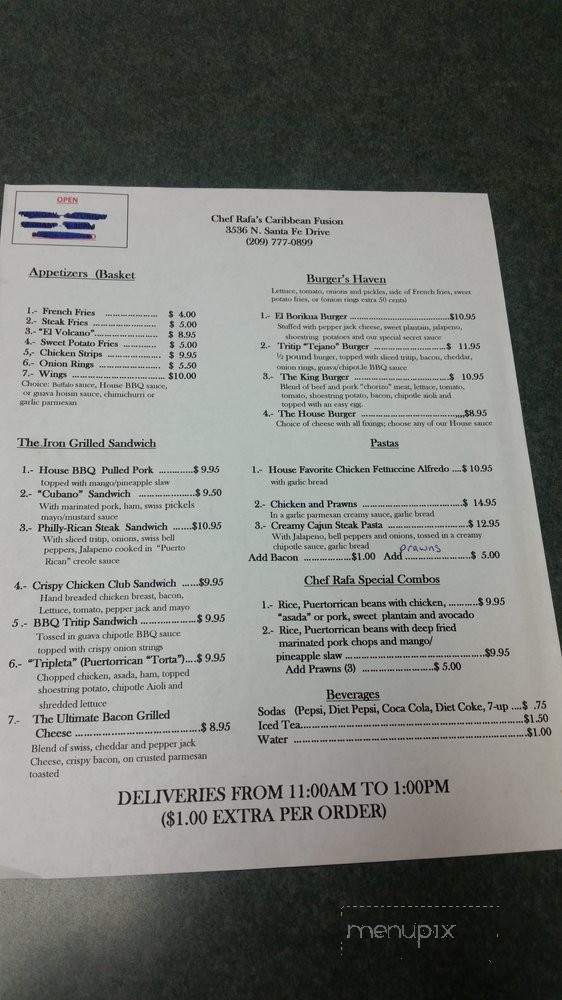 Chef Rafa's Caribbean Fusion - Merced, CA menu_pic