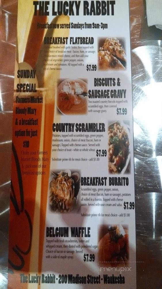 The Lucky Rabbit - Waukesha, WI menu_pic