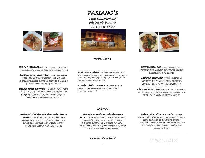 Pasiano's - Philadelphia, PA menu_pic