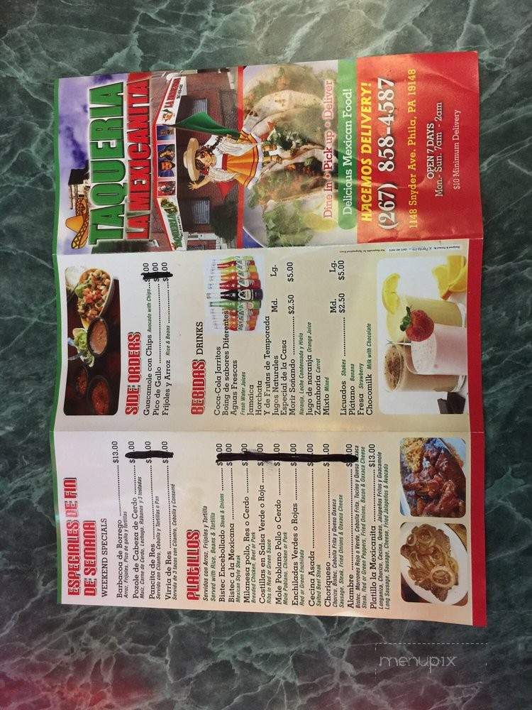 Taqueria La Mexicanita - Philadelphia, PA menu_pic
