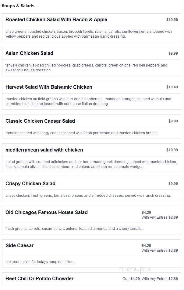 Old Chicago Restaurant - Peoria, IL menu_pic