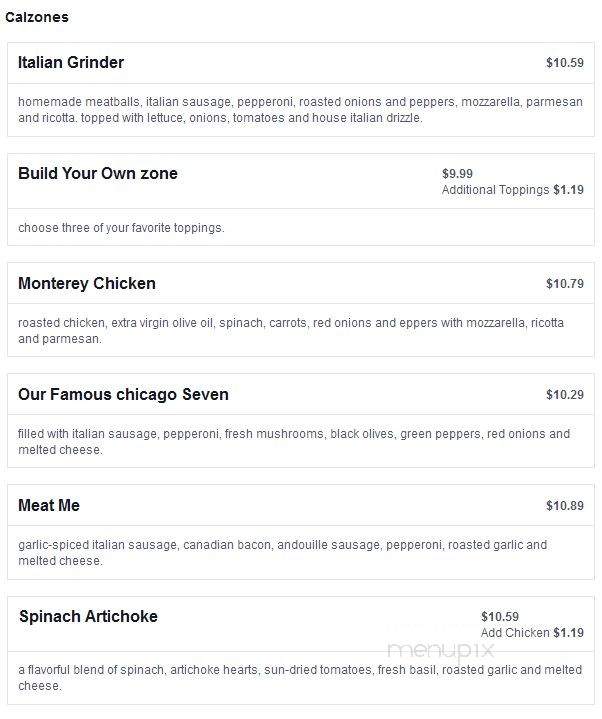 Old Chicago Restaurant - Peoria, IL menu_pic
