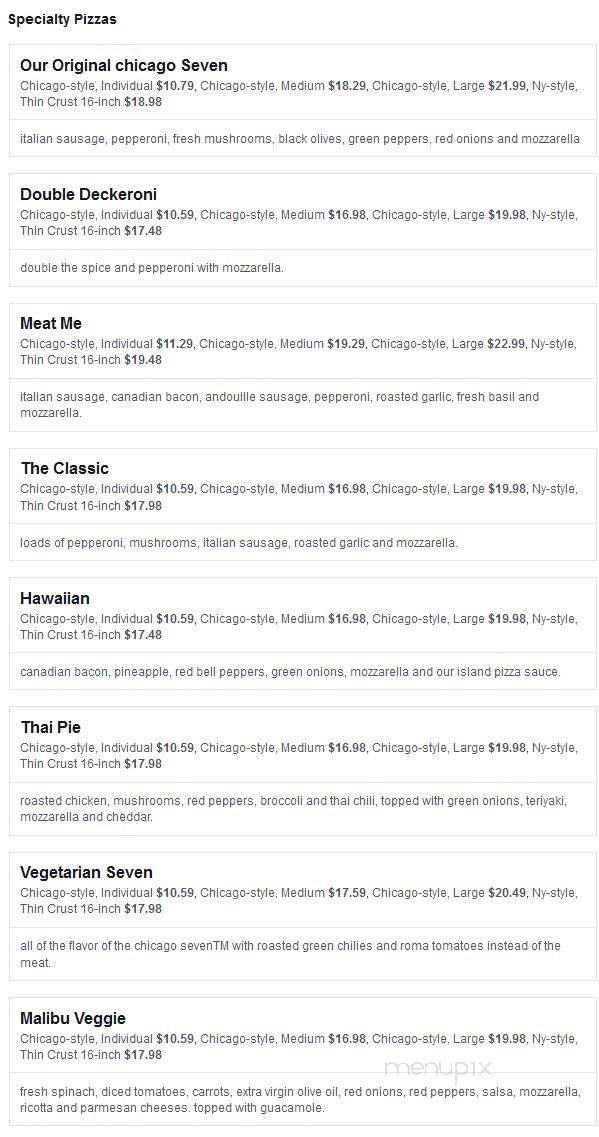 Old Chicago Restaurant - Peoria, IL menu_pic