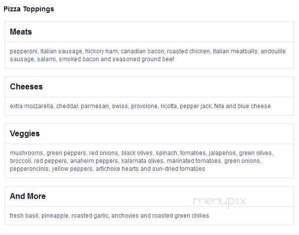 Old Chicago Restaurant - Peoria, IL menu_pic