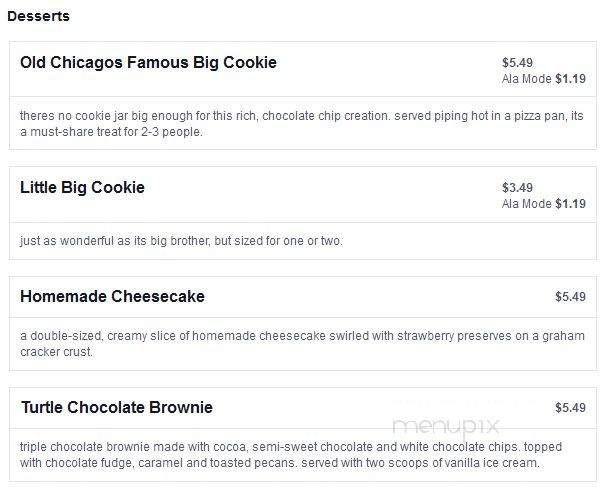 Old Chicago Restaurant - Peoria, IL menu_pic