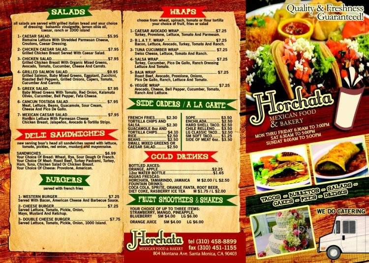 Horchata - Santa Monica, CA menu_pic