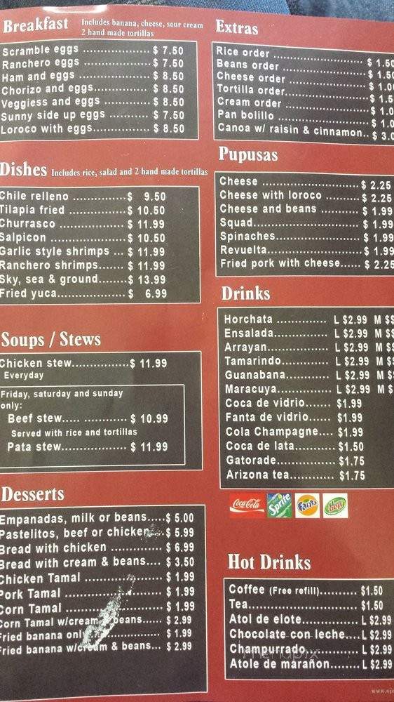 El Salvador Del Mundo Restaurant - Victorville, CA menu_pic