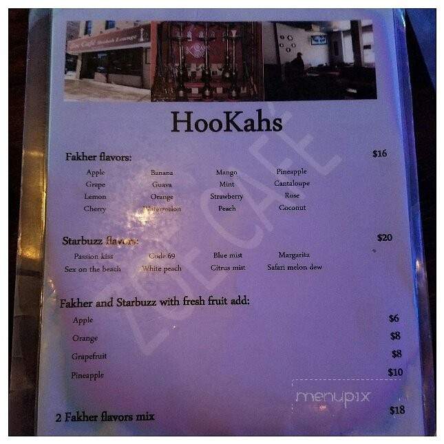 Zoe Hookah Cafe - New York, NY menu_pic