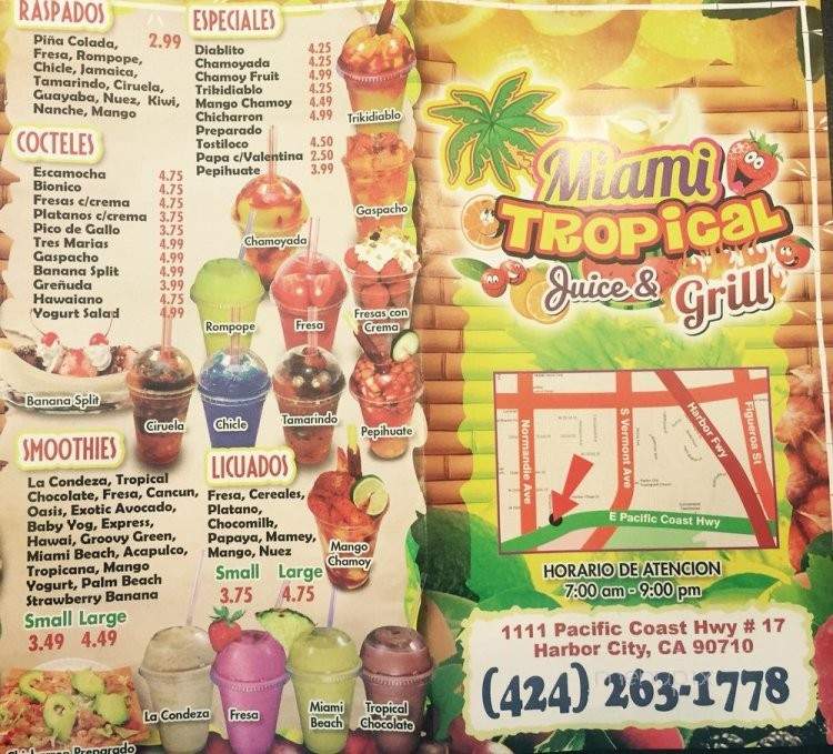 Miami Tropical Juice and Grill - Harbor City, CA menu_pic