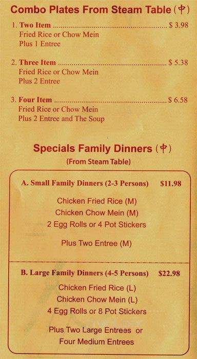 Lucky Garden Express - San Pablo, CA menu_pic